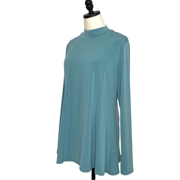 Zenana Mock Neck A-line Hem Top ITY Blue Size XL - Picture 5 of 10